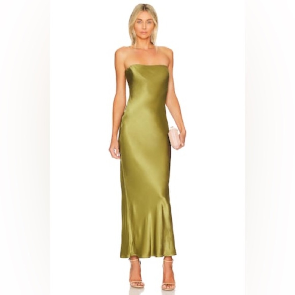 SNDYS Olive Green Strapless Dress